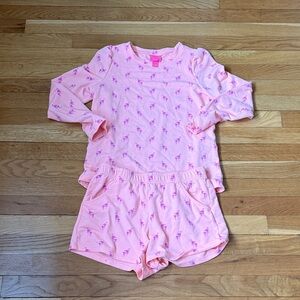 Lilly Pulitzer Pink Pajama Set with Purple Details